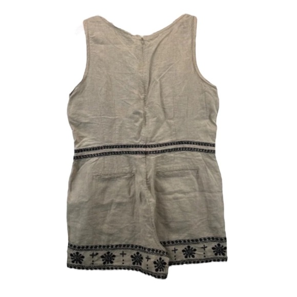 🌺LOFT Linen Embroidered Romper in Khaki Linen Size 4🌺 - Picture 4 of 7